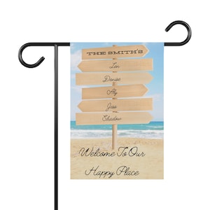 Personalized Garden Flag Beach Sign Post With Names Flag For Yard, Beach House Banner, Custom Garden Flag, Pool Decor, Yard Decor Gift