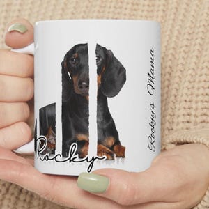 Custom Dachshund Dog Mama Mug Personalized Weiner Dog's Name Coffee Cup, Gift Dog Lovers, Pet Owners Gift Dog Mom Mother's Day Gifts Wife