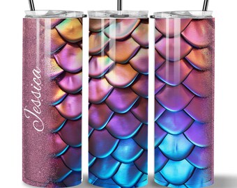 Dragon Skin Tumbler, Personalized Stainless Steel Cup, 20oz with Straw, Gift for Dragon Lovers, Custom Dragon Print Mug, Fantasy Themed