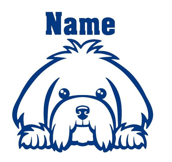 Maltese Peeking with Name car window decal