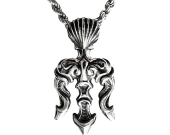 God of the Sea Necklace in Sterling Silver (Poseidon Trident pendant)