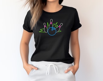 Electric bowling shirt, Love bowling, women's bowling shirt, bowling pins, bowling shirt, cute bowling shirt