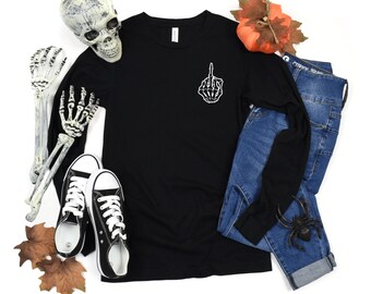Skeleton middle finger shirt, Skeleton flicking off shirt, skeleton middle finger, skeleton zero fucks, Halloween