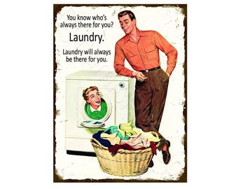 Letrero rústico de hojalata para lavandería: decoración de lavado de estilo retro, hecho en Australia.