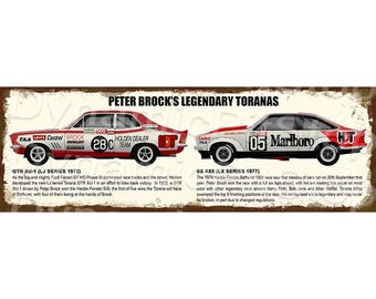 Letrero Torana de Peter Brock, letrero rústico de Bathurst, hecho en Australia