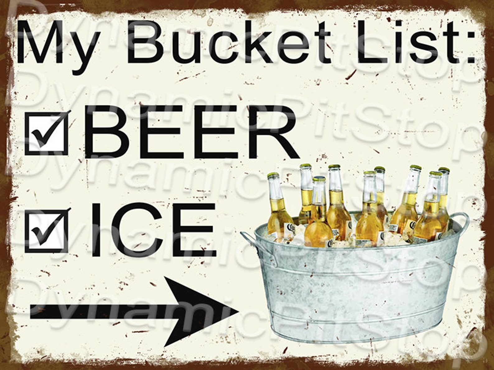 30x40cm Bucket List Ice Beer Rustic Tin Sign or Decal Etsy