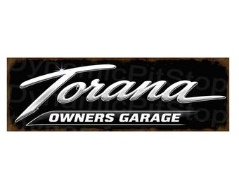 Torana Garage Rustic Tin Metal Sign: Workshop Cars Australian made