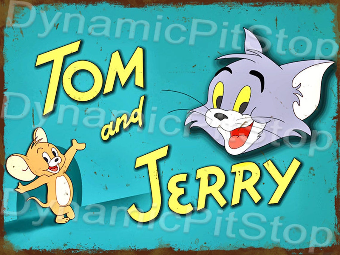 40x30cm Tom and Jerry Rustic Tin Sign or Decal Etsy