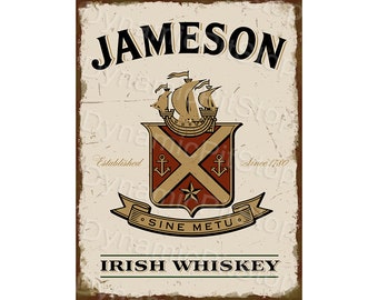 Letrero rústico de hojalata Jameson: decoración de bar de whisky, hecho en Australia