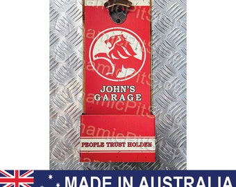 Abridor de botellas personalizado Holden Garage, receptor de pared