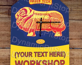 Golden Fleece Workshop Clock, Custom Garage Decor, Australian made
