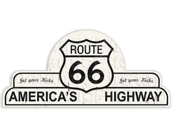 Route 66 Rustic Tin Sign: Mancave decor, Australian made