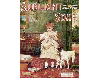 Sunlight Soap  Rustic Tin Metal Sign: Retro Bathroom Decor, Australian made