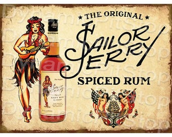 Letrero de hojalata de Sailor Jerry - Decoración de bar - Hecho en Australia