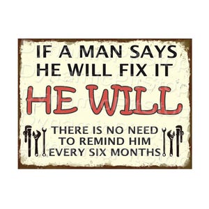 Funny Rustic Tin Sign: Workshop decor, Australian made image 1