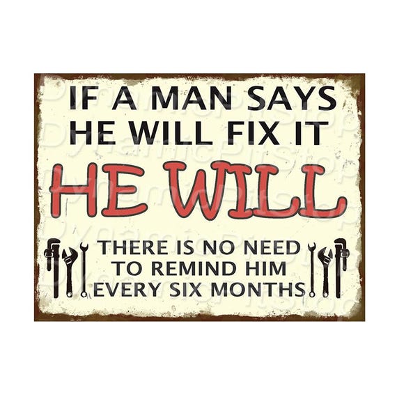 Funny Rustic Tin Sign: Workshop decor, Australian made