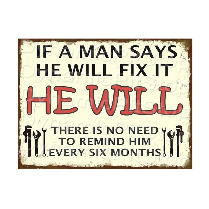 Funny Rustic Tin Sign: Workshop decor, Australian made image 1