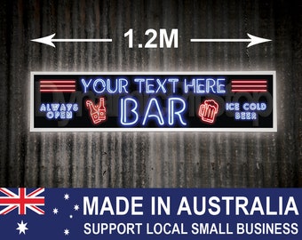 Letrero iluminado personalizado: Letrero de barra LED, hecho en Australia