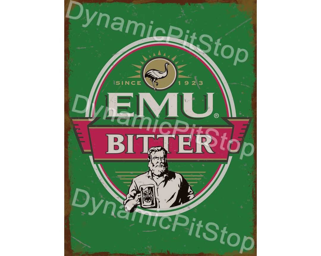 Emu Bitter Beer Bar Rustic Tin Metal Sign Mancave Workshop Gift for Him ...