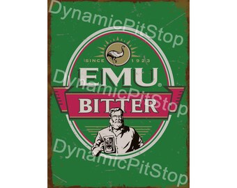 Emu Bitter Tin Sign- Rustic Beer Decor-Australian made