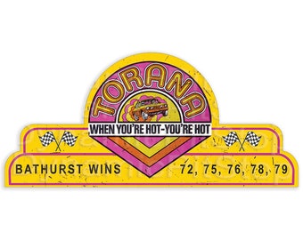 Letrero de hojalata con el escudo de Holden Torana Bathurst: decoración de garaje australiana