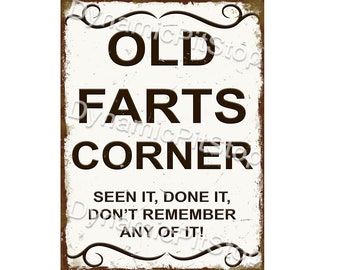 Funny Old Farts Rustic Tin Metal Sign: Retired Gift Decor, Australian made