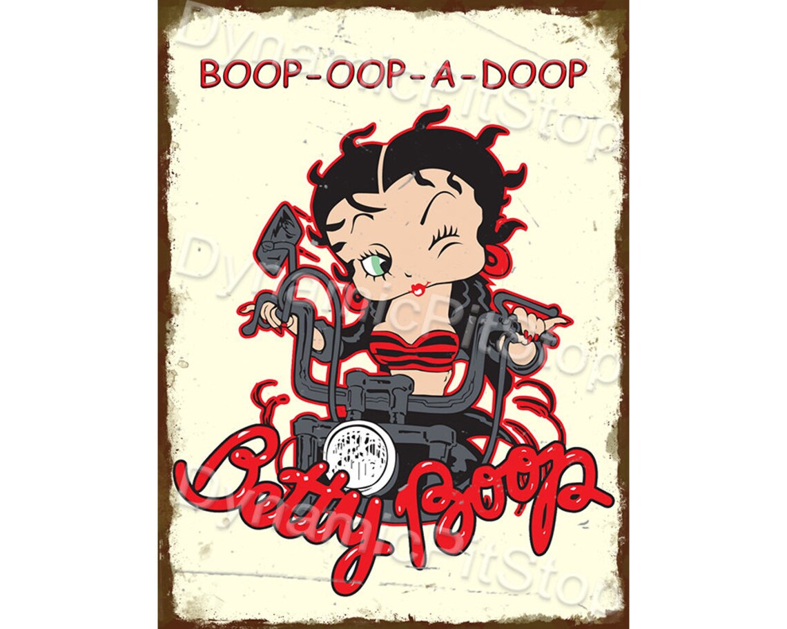 30x40cm Betty Boop Motorcycle Rustic Tin Sign or Decal Etsy