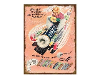 Lifesavers Rustic Tin Metal Sign:  Retro Advertising Decor, Australian made