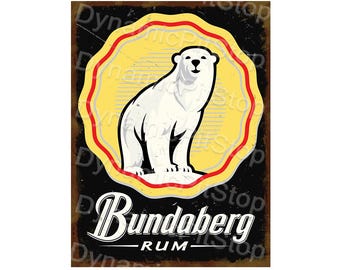 Letrero rústico de hojalata de ron Bundaberg - Letrero de bar Bundy - Hecho en Australia