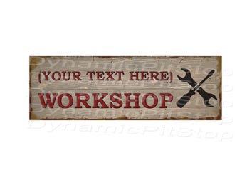 Letrero de hojalata para taller personalizado: decoración personalizada para el hogar, hecho en Australia
