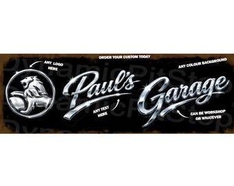 Personalised Tin Sign: Rustic Workshop Decor, Garage Australian made