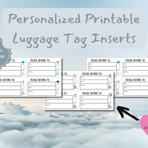 Printable Custom Travel Tag Inserts - Personalized Luggage Tag - Custom Travel Tags - DIY Bag ID Labels - Instant Download - Travel