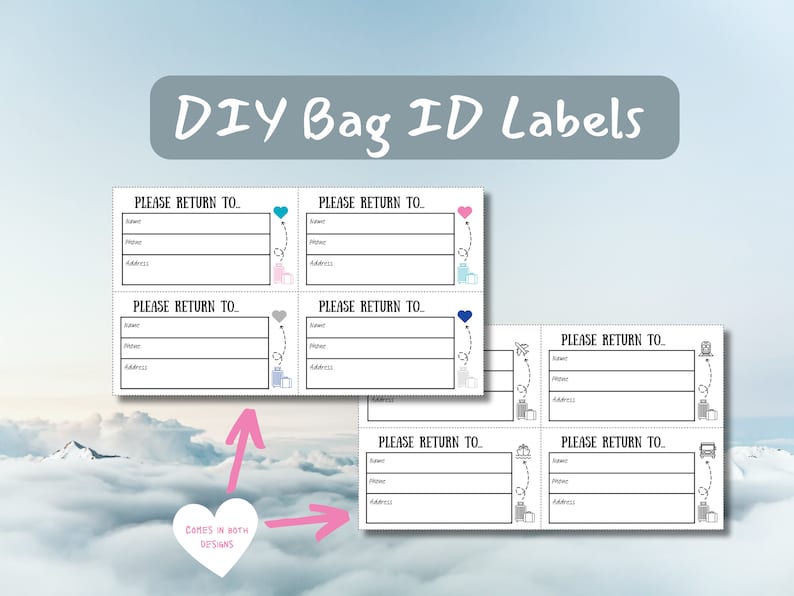 Printable Custom Travel Tag Inserts Personalized Luggage Tag Custom