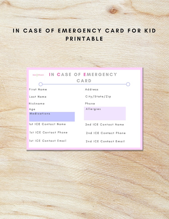 Kinder Notfall Kontakt Karte Notfallkarte für Rucksack Druckbar Befüllbar 4  verschiedene Farbschemata - .de