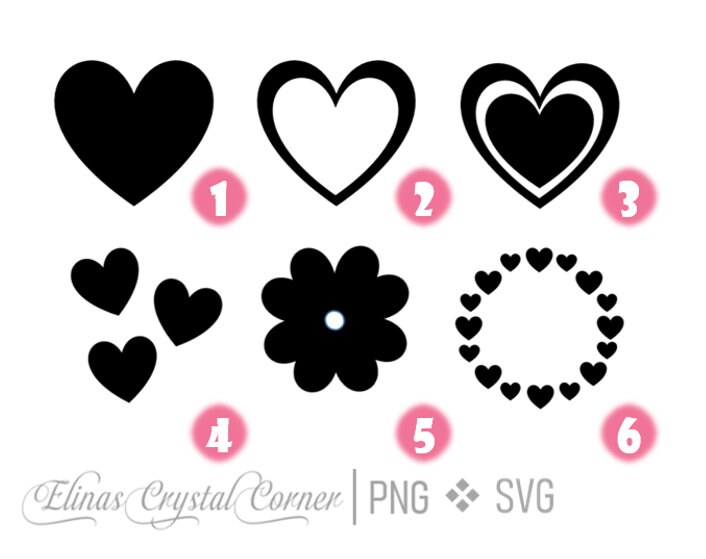 Heart SVG Bundle PNG | 6 Heart Designs Cut File Cricut Silhouette ...