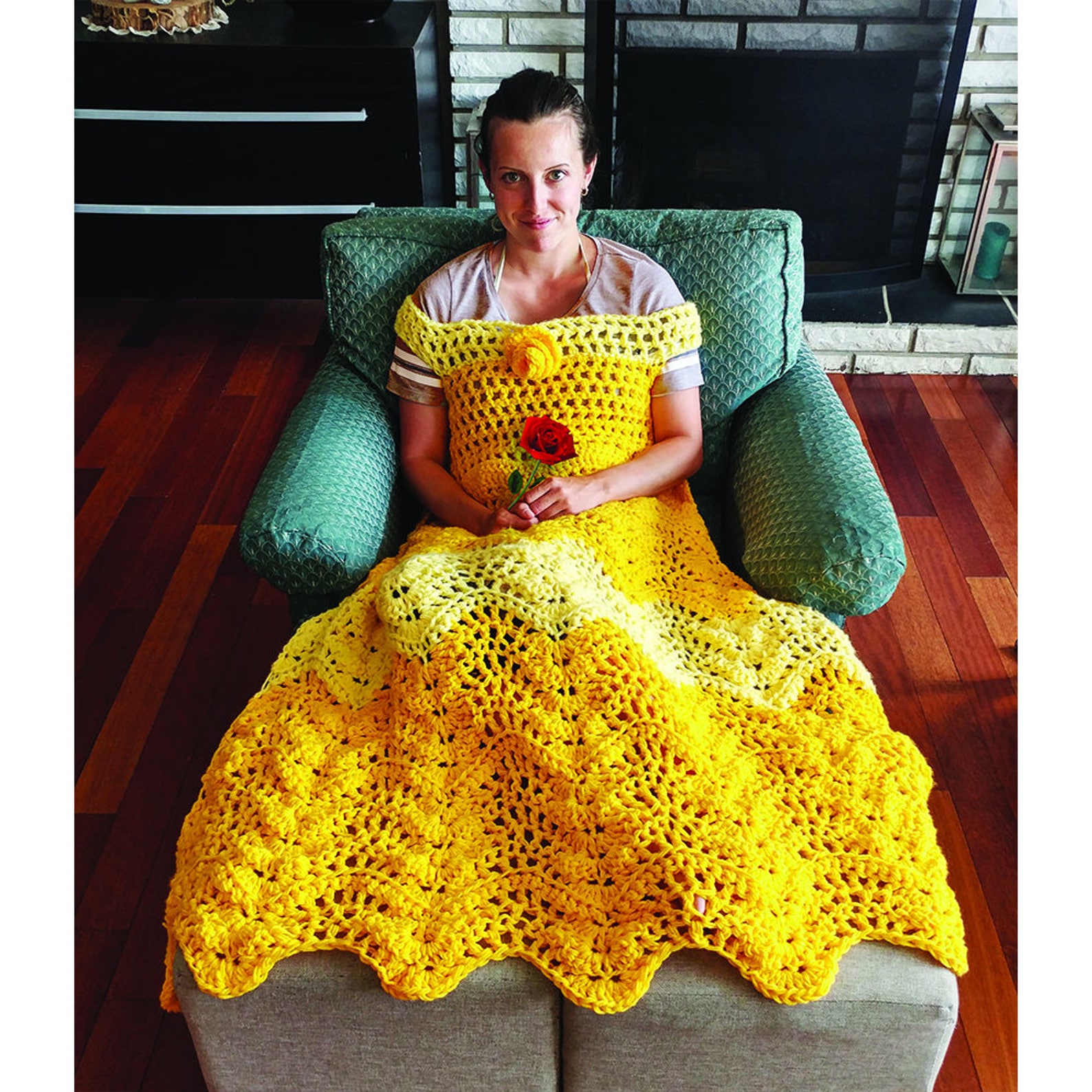 Princess Dress Blanket Crochet pattern Gold. US and UK Etsy