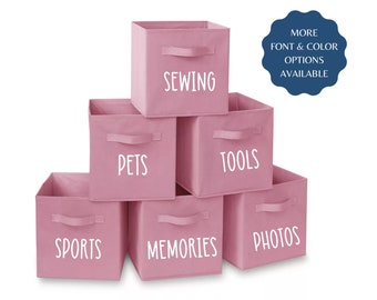 Cloth Storage Bin Labels | Cloth Storage Bin Decals | Custom Labels and Decals | Iron On Storage Labels | Storage Cube Labels