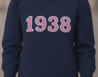 1938 embroidered glitter crewneck light weight ruffle blouse   | mom shirts | gifts for her | jack and jill | black owned