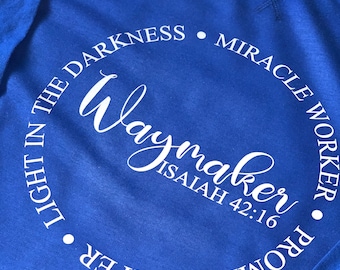 Camiseta religiosa Waymaker / Ropa cristiana / Regalos del Día de las Madres / Camiseta inspiradora / Camisa motivacional / Jesús / Iglesia / Isaías 42:16