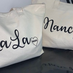 Bridesmaid thank you gift Personalized Zip Tote Bags - Bachelorette Party Gift Bags - Bridal party tote bag