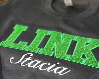 LINK embroidered glitter sweatshirt | mom shirts | gifts for her | custom name  | black owned | Christmas ideas for her