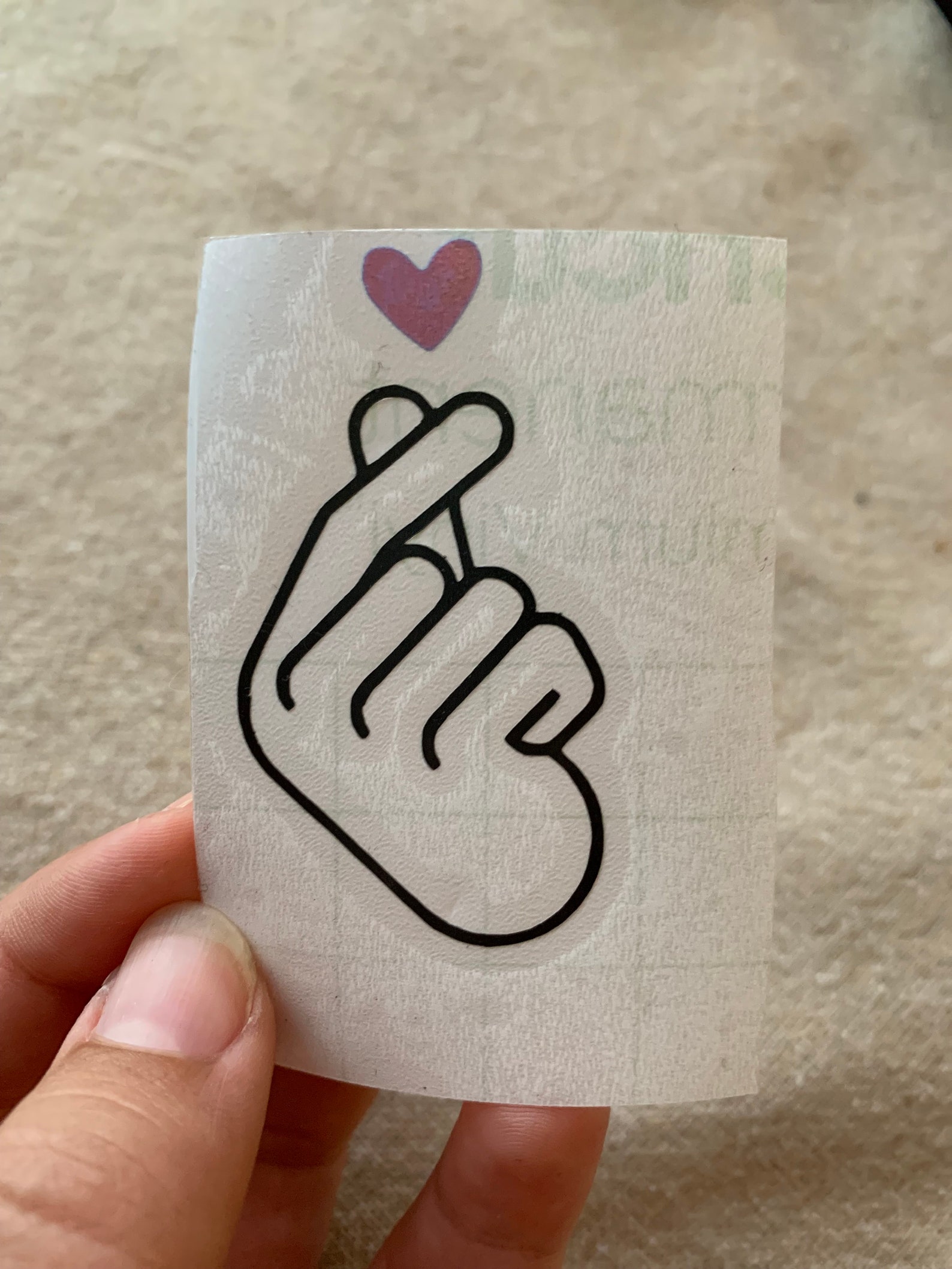 Korean Kpop Finger Heart Sign Holographic Heart Decal Sticker - Etsy