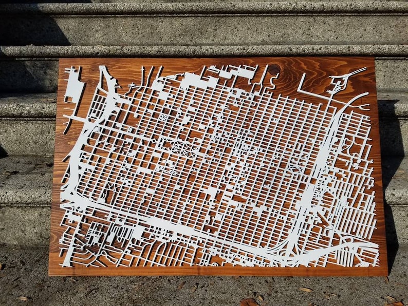 Sacramento City Grid Map Wall Decor Etsy