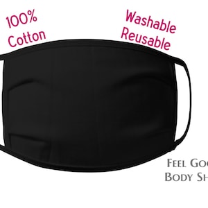 Black Face Mask - Adult Face Mask - Washable Reusable Face Mask - 100% Cotton Face Mask - Cloth Face Cover - 3 Layer Mask - Pleated Mask