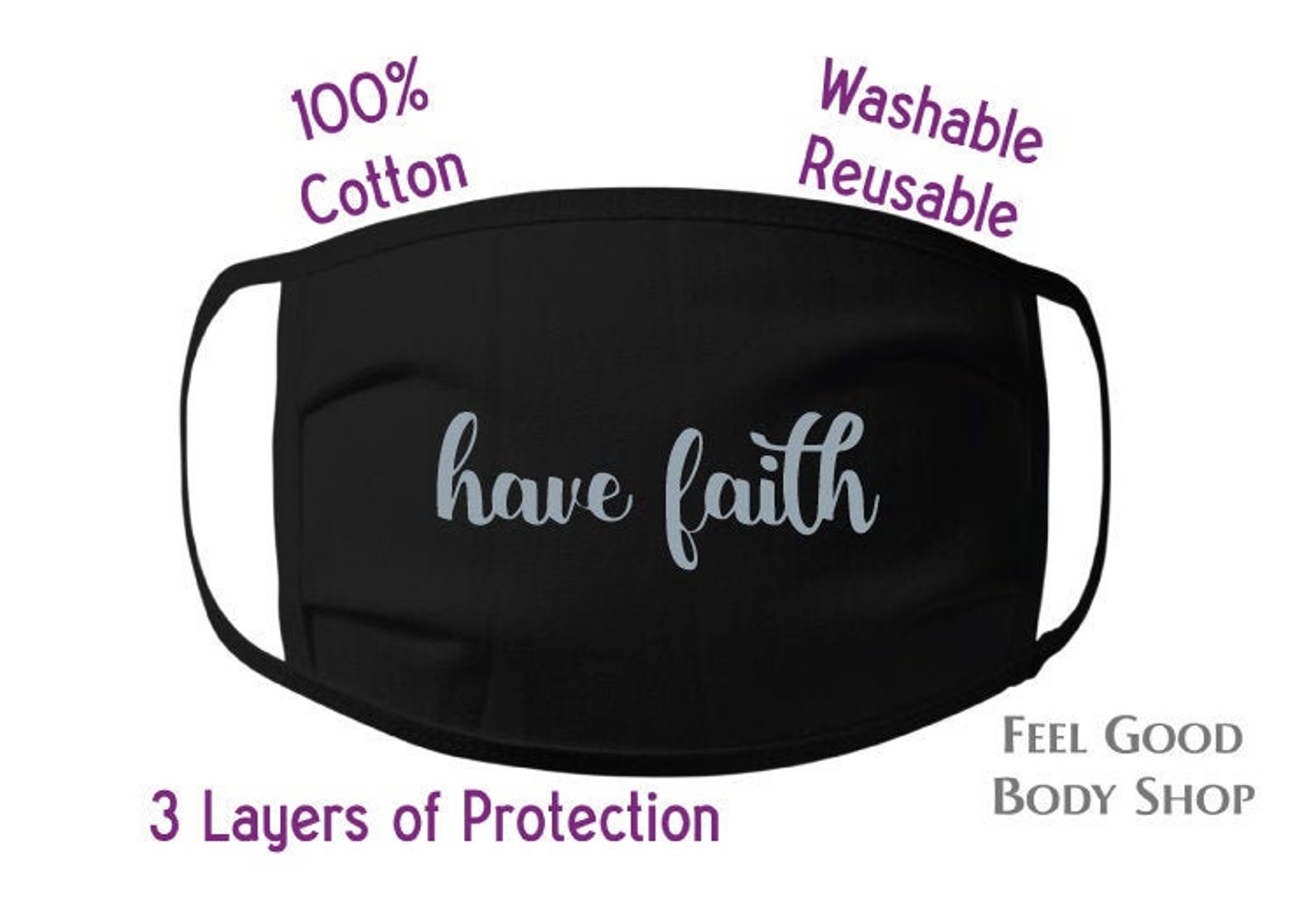 Have Faith Face Mask Black Adult Face Mask Religious Face Etsy