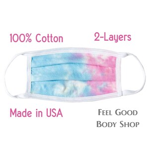 Blue Pink Tie Dye Face Mask - Adult Face Mask - Tie Dye Mask - Washable Reusable Mask - Cotton Face Mask - 2 Layer Face Mask - US Made Mask