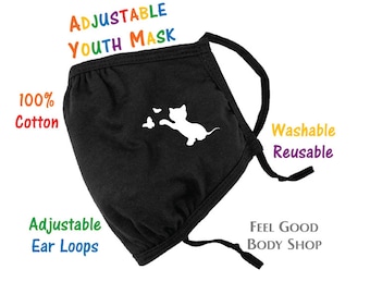 Mascarilla facial ajustable para niños y jóvenes - Mascarilla con diseño de gato y gatito - Mascarilla para amantes de los animales - Mascarilla lavable - Mascarilla 100% algodón - Mascarilla de 3 capas