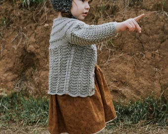 Knitted Baby Grey Sweater Hat Booties Set