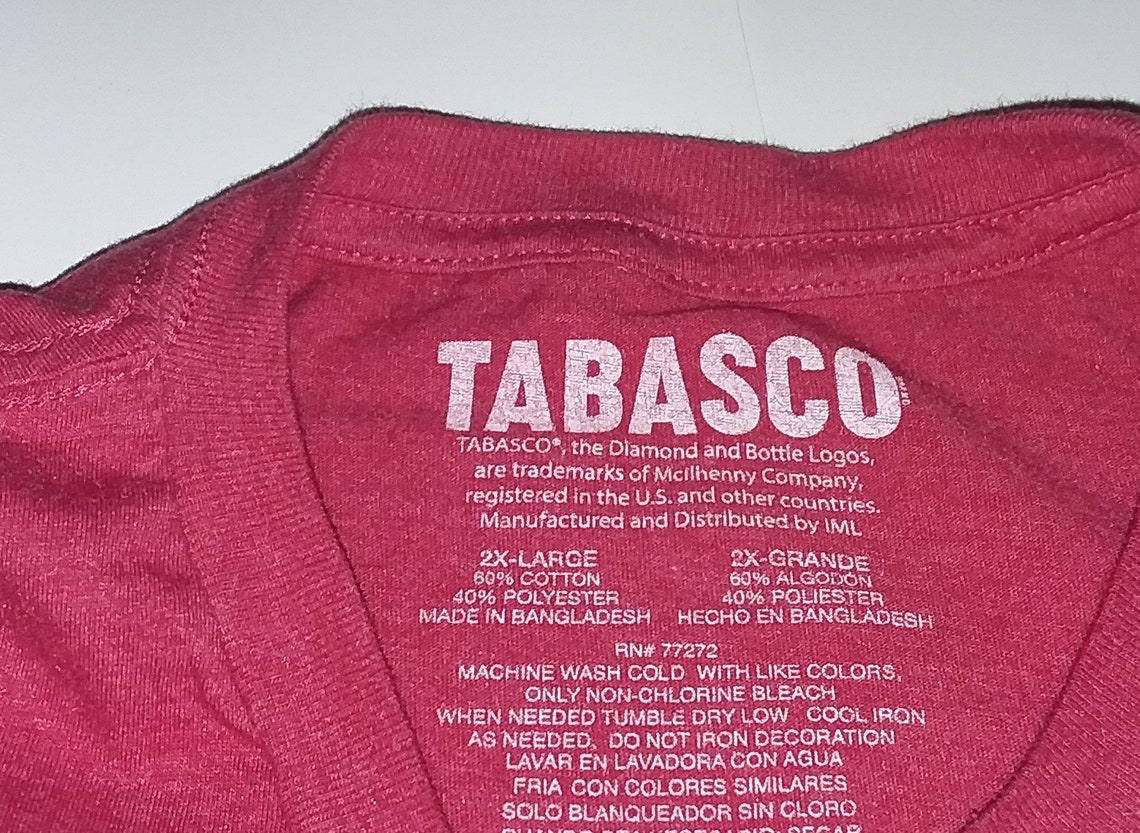 TABASCO Licensed Red Logo Tshirt Size 2XL XXL Etsy