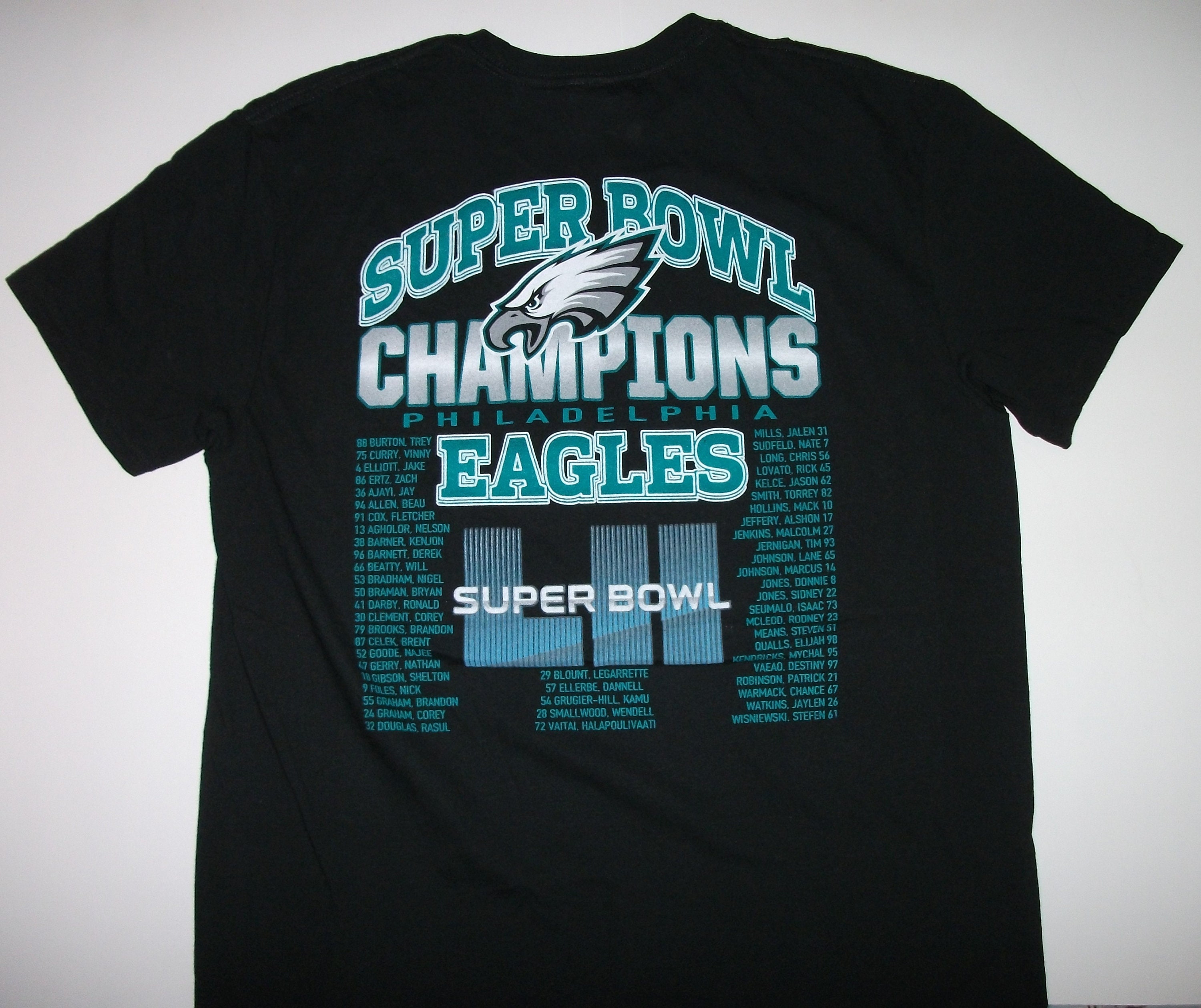 Philadelphia Eagles Super Bowl Champions Black Tshirt Size Etsy